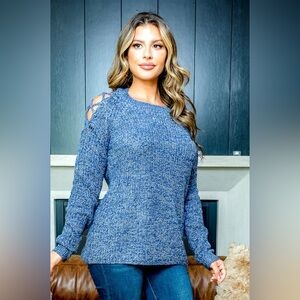 Boutique - Stylish Acrylic Sweater, lattice, cold shoulder.